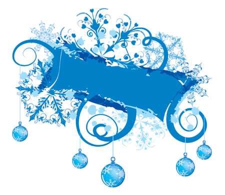 Snowflake grunge frame with christmas baubles, elements for design, vector illustrationのイラスト素材