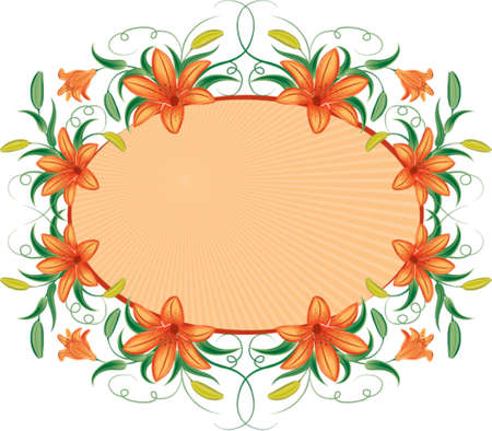 Floral frame with lily, vector illustrationのイラスト素材