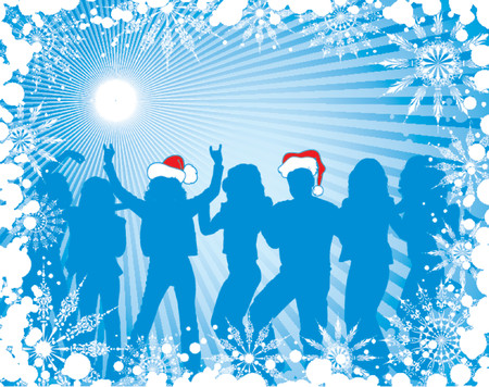 Christmas background with silhouettes, vector illustrationのイラスト素材