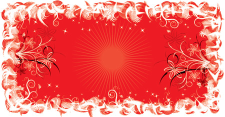 Grunge frame flower, elements for design, vector illustrationのイラスト素材