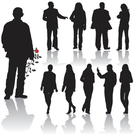 Vector silhouettes man and women, illustrationのイラスト素材