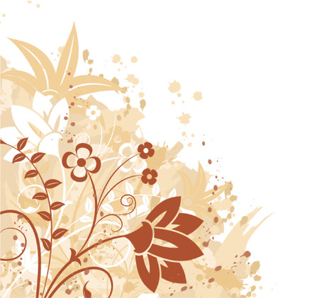 Grunge floral background with blots, vector illustrationのイラスト素材