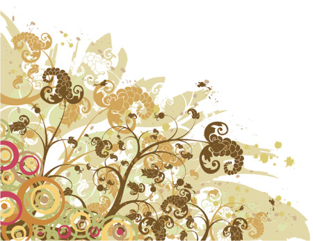 Grunge floral background with blots and circles, vector illustrationのイラスト素材