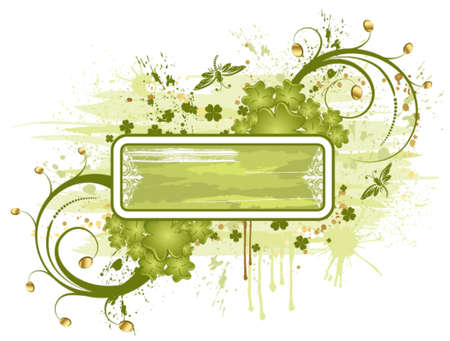 Grunge St. Patrick's Day frame with coins and dragonfy's, element for design, vector illustrationのイラスト素材