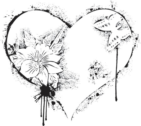 Abstract grunge floral with flowers and butterfly, vector illustrationのイラスト素材