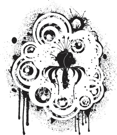 Abstract grunge floral with flowers and blots, vector illustrationのイラスト素材