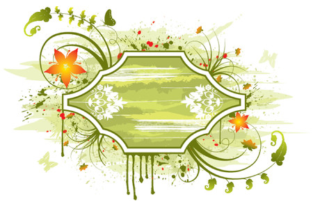 Abstract floral frame with butterfly, element for design, vector illustrationのイラスト素材