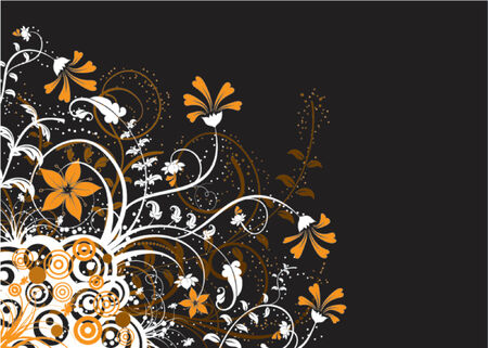 Floral abstract chaos with retro circles, vector illustrationのイラスト素材