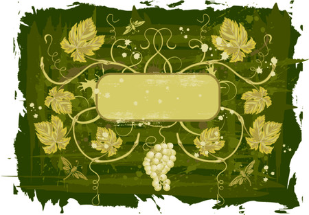 Grunge vine frame with grapes, element for design, vector illustrationのイラスト素材