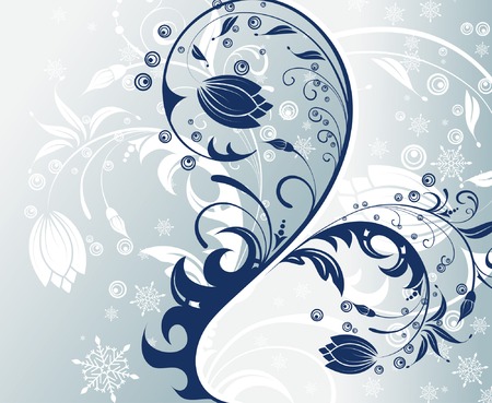 Flower background with snowflakes, element for design, vector illustrationのイラスト素材