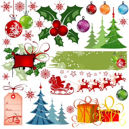 Big set elements for Christmas design, vector illustrationのイラスト素材