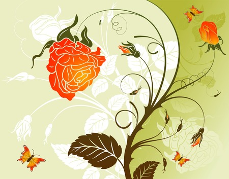 Abstract flower background with butterfly, element for design, vector illustrationのイラスト素材