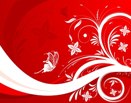 Abstract flower background with butterfly, element for design, vector illustrationのイラスト素材