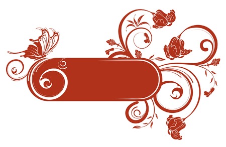 Abstract flower frame with butterfly, element for design, vector illustrationのイラスト素材