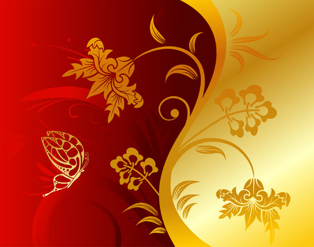 Flower background with butterfly, element for design, vector illustrationのイラスト素材