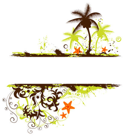 Abstract summer grunge frame with starfish, element for design, vector illustrationのイラスト素材