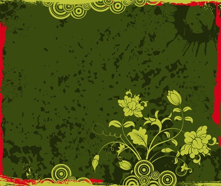 Abstract grunge flower frame, element for design, vector illustrationのイラスト素材