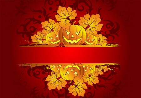 Abstract grunge Halloween frame with pumpkin, element for design, vector illustrationのイラスト素材