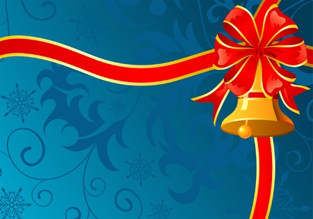 Christmas background with bell and bow, element for design, vector illustrationのイラスト素材
