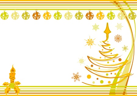 Christmas frame with bell, candle, element for design, vector illustrationのイラスト素材