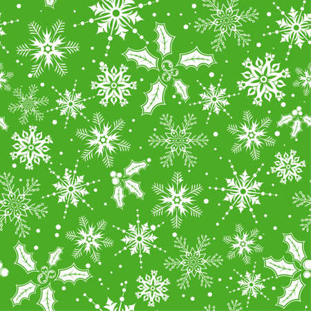 Christmas seamless background with snowflake, mistletoe, element for design, vector illustrationのイラスト素材