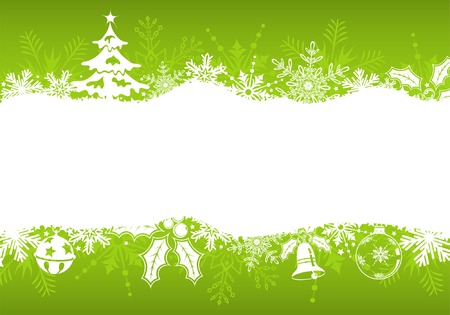 Christmas frame with tree, snowflakes and decoration element, vector illustrationのイラスト素材