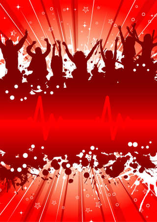 Grunge Party Template with silhouette, element for design, vector illustrationのイラスト素材