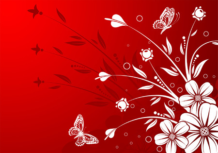Floral background with butterfly, element for design, vector illustrationのイラスト素材