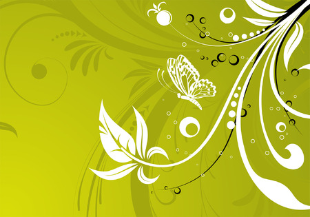 Flower background with butterfly, element for design, vector illustrationのイラスト素材