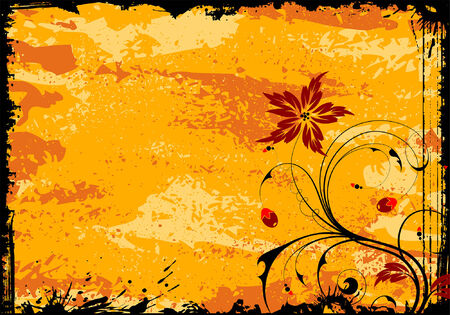 Grunge Floral Frame for design, vector illustrationのイラスト素材