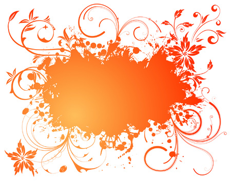 Grunge Floral Frame for design, vector illustrationのイラスト素材