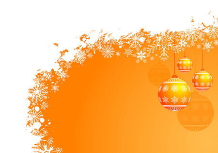 Grunge Christmas frame with snowflakes and baubles, vector illustrationのイラスト素材