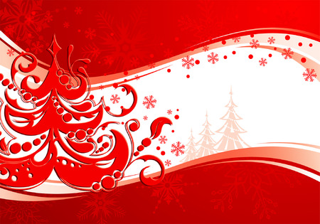 Christmas background with Tree and Snowflakes, element for design, vector illustrationのイラスト素材