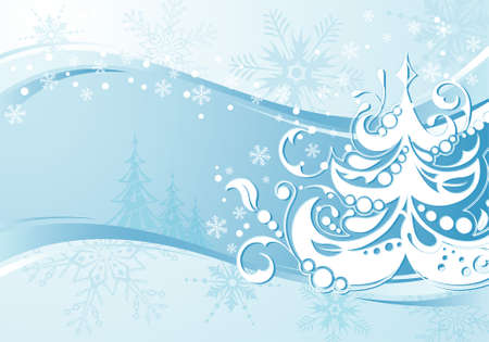 Christmas background with Tree and Snowflakes, element for design, vector illustrationのイラスト素材