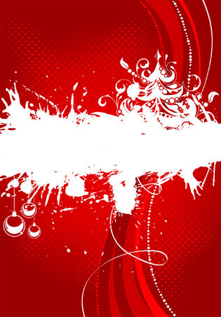 Grunge Christmas background with tree and wave pattern, element for design, vector illustrationのイラスト素材