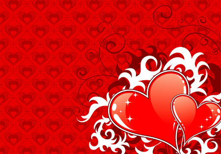Valentines Day background with Hearts and floral pattern, element for design, vector illustrationのイラスト素材