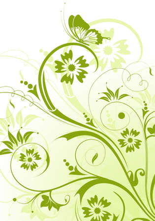 Floral Background with butterfly, element for designのイラスト素材