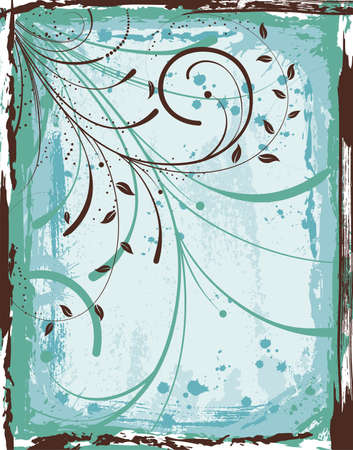 Grunge floral frame with leaf, element for designのイラスト素材