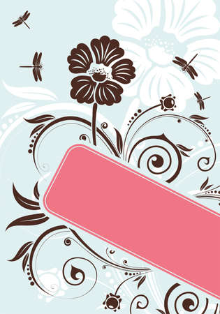 Floral frame with dragonfly, element for designのイラスト素材