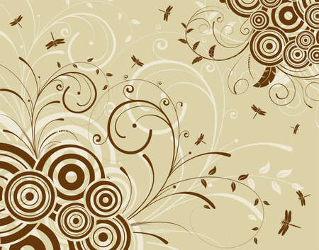 Floral background with dragonfly, element for design, illustrationのイラスト素材