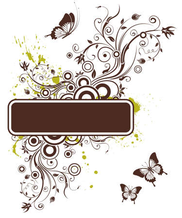 Floral frame with butterfly, element for design illustrationのイラスト素材