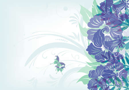 Floral background with butterfly (no transparency), element for design,  illustrationのイラスト素材