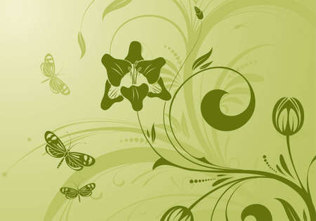 Flower background with butterfly, element for design,   illustrationのイラスト素材
