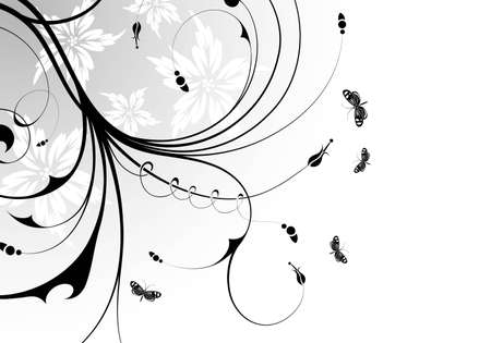 Floral ornament with butterfly, element for design illustrationのイラスト素材