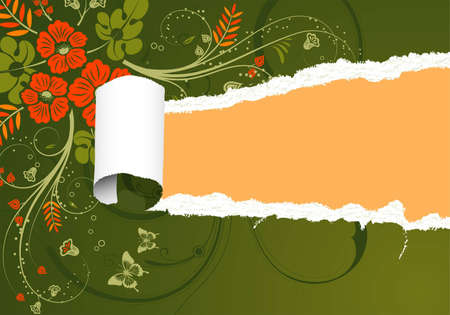 Floral Background with hole, element for design,   illustrationのイラスト素材