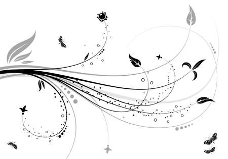 Floral ornament with butterfly, element for design, illustrationのイラスト素材