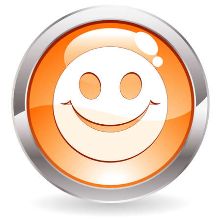 Three Dimensional circle button with smile icon, illustrationのイラスト素材