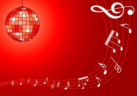 Music background with disco ball and note pattern, element for design,   illustrationのイラスト素材