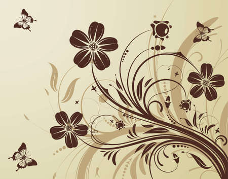 Floral background with butterfly, element for design,   illustrationのイラスト素材