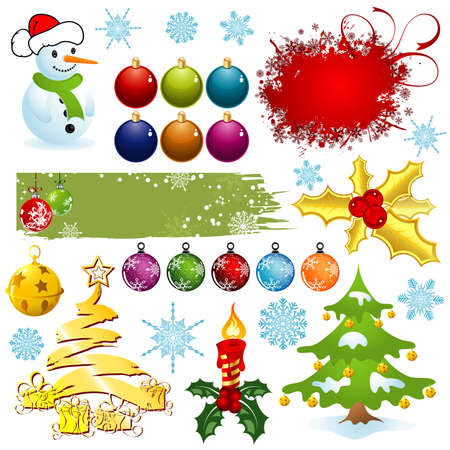 Big set elements for Christmas design,   illustrationのイラスト素材